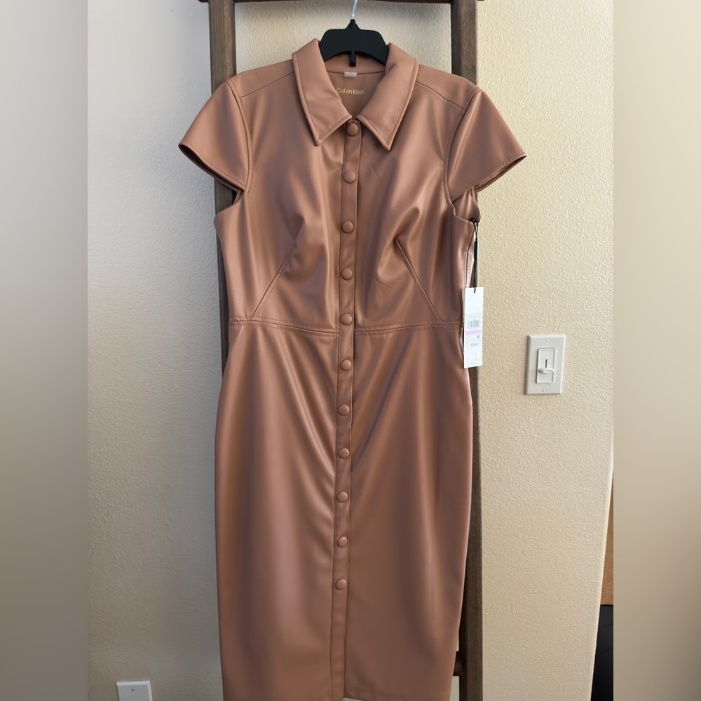 Calvin Klein women dress faux leather size 6, New
